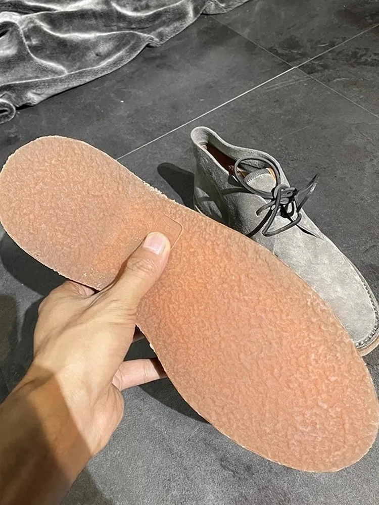 Italian Men Handmade Cow Suede Leather Shoes Vintage Lace Up High Top Casual Driving Shoes Comfortable Flats Business Work Shoes 6
