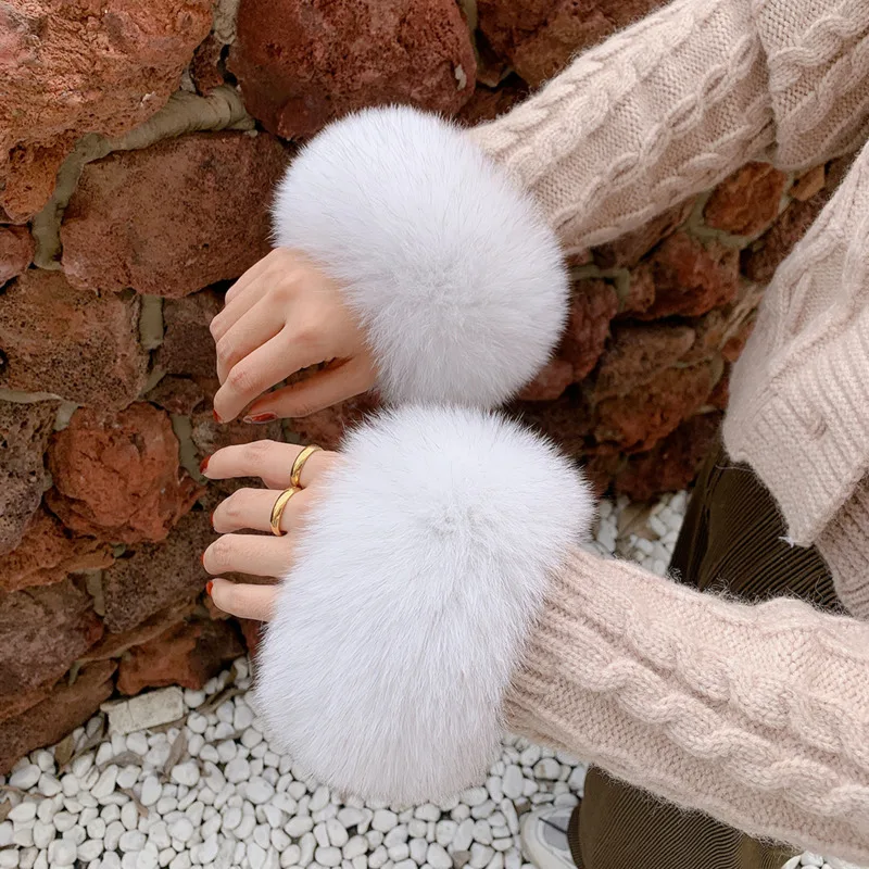 new-real-fox-fur-cuffs-for-woman-natural-fur-cuffs-wrist-cuffs-warmer-furry-fur-wrist-cuff-sleeves-fluffy-black-fur-cuffs-arm