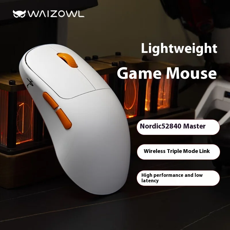Waizowl Ogm Cloud 무선 마우스 Paw3395 블루투스 3 가지 모드, 인체 공학 북유럽 52840 게이밍 마우스, 노트북 미니 마우스, PC 액세서리