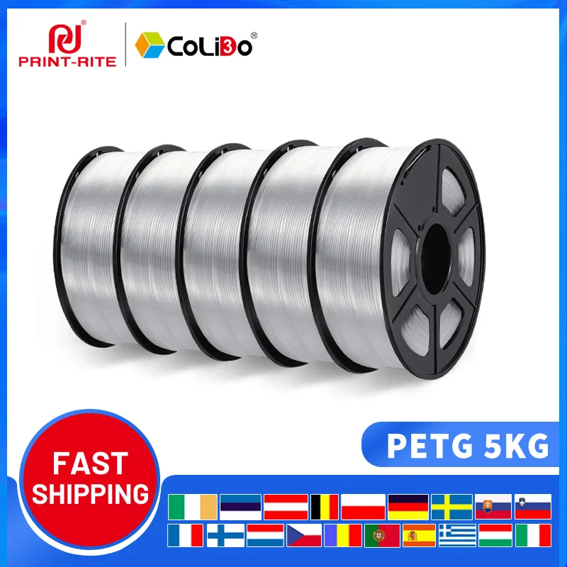 5KG PETG Filament 1.75mm For 3D Printer Filaments Print-rite CoLiDo Translucent 3D Printing Materials Vacuum Bag Packing