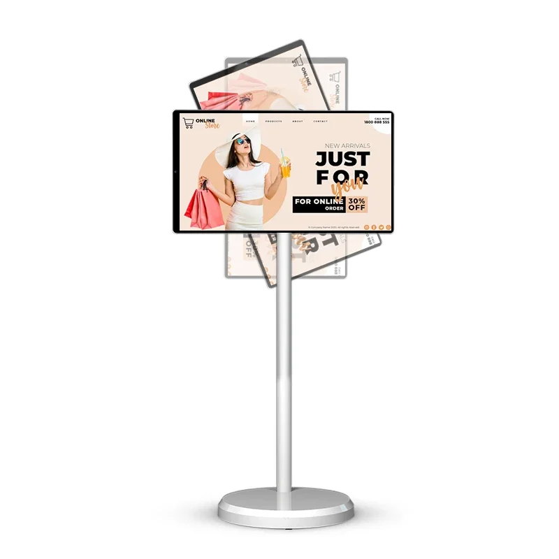 21.5 Inch Battery Power Touch Display Android 12 Smart Lcd Display On Wheels Full Hd Movable Smart Tvs For Live Room