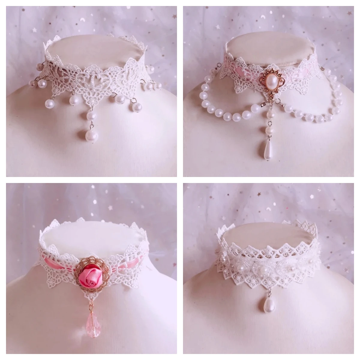 

Gothic New Lace Princess Lolita Pearl Necklace Necklace Pearl Choker Collar Chain