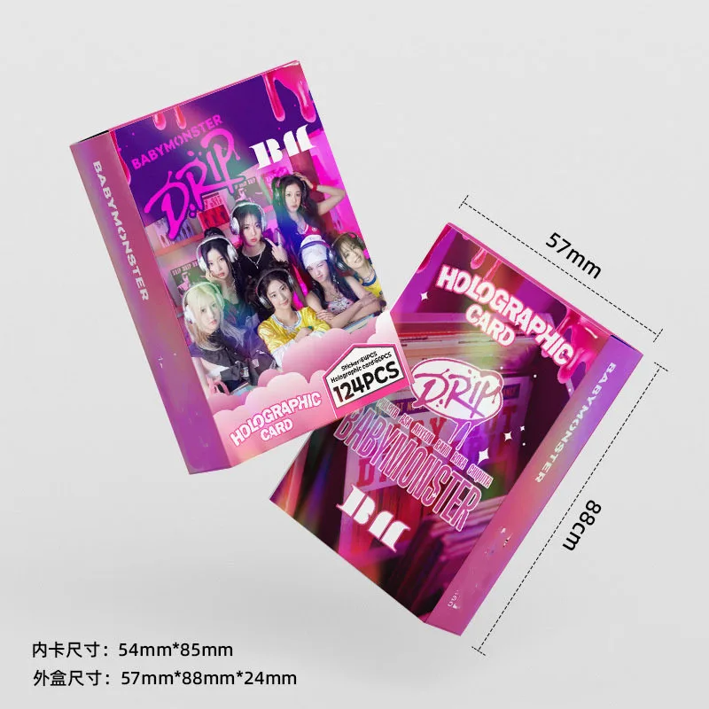 124/set BabyMonster Laser Card Album LOMO Card DRIP Hologram
