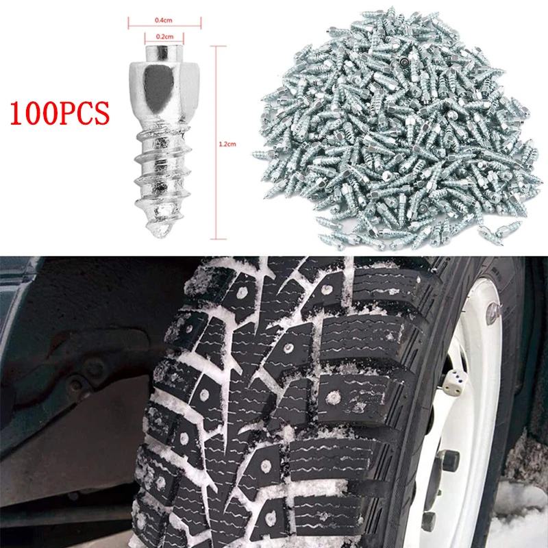 100Pcs Motorcycle Anti-Slip Anti-Ice Screw Nails 12mm Alloy Tire