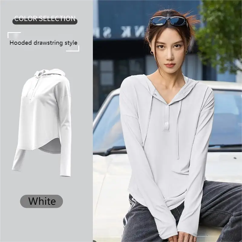 

Fashion woman blouse 2023 quick-drying y2k clothing blazer summer loose hooded cardigan outdoor running fitness wear top women