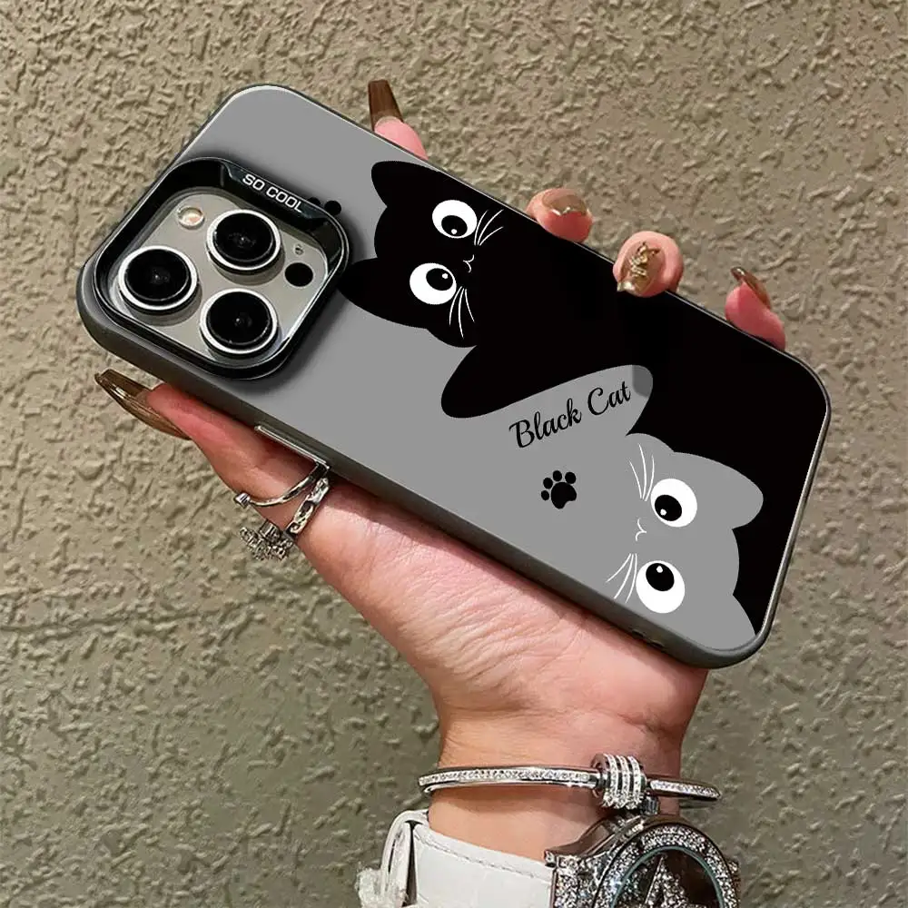Cute Cat Silver IMD Couple Phone Cover Case