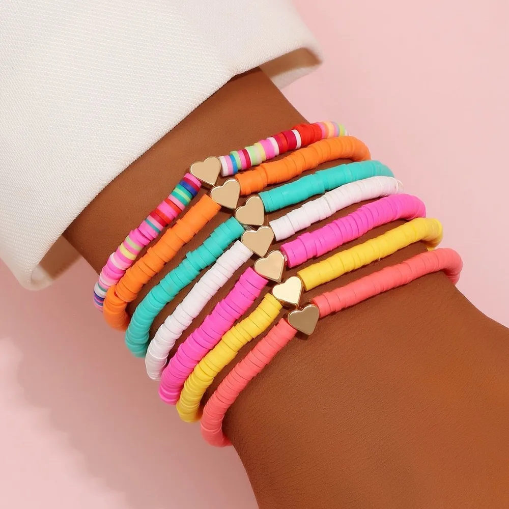 Bead Bracelet 7-piece Set Soft Pottery with Seven Color Combinations bead bracelet