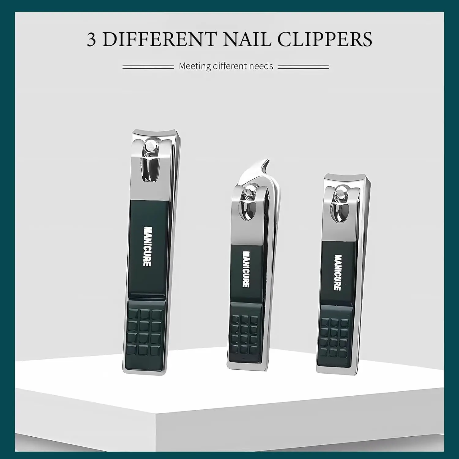 Nail Clippers Set Self Collecting Stainless Steel Nail Cutter Sharp Oblique Toenail Clippers File 4 Pieces