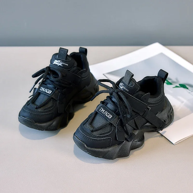 Children Running Shoes Non-slip Handsome 2025 New Fashion Kids Sneakers Thick Soft Bottom Kids Casual Shoes Mesh Breathable