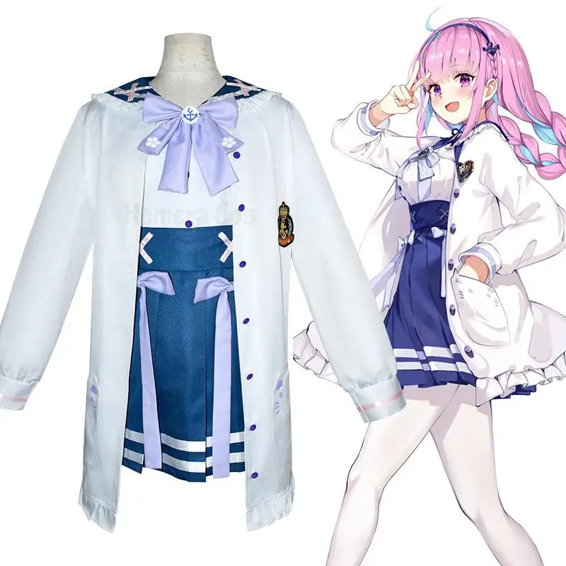 

YouTuber VTuber Hololive Minato Aqua Cosplay Costume Wig Anime Loli Lolita School Sailor JK Uniform Halloween Role Play Suit