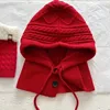 Knitted Balaclava Hat Winter Warm Thicken Imitation Cashmere Scarf Set Shawl Pullover Hat Accessories For Women Girl 5