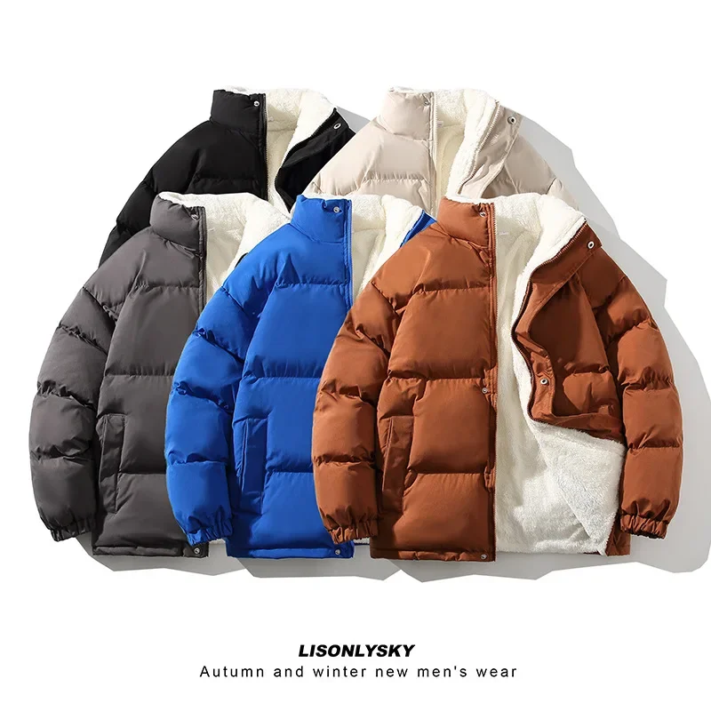 

New Men's Thickened Cotton Jacket Stand-up Collar Loose Plus Size Korean Version of The Fashion Warm Casual Cotton Jacket Coat