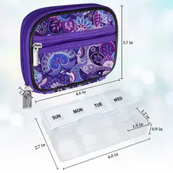 Portable & Stylish Travel Pill Organizer with Removable 7 - Day Box (Purple 01)