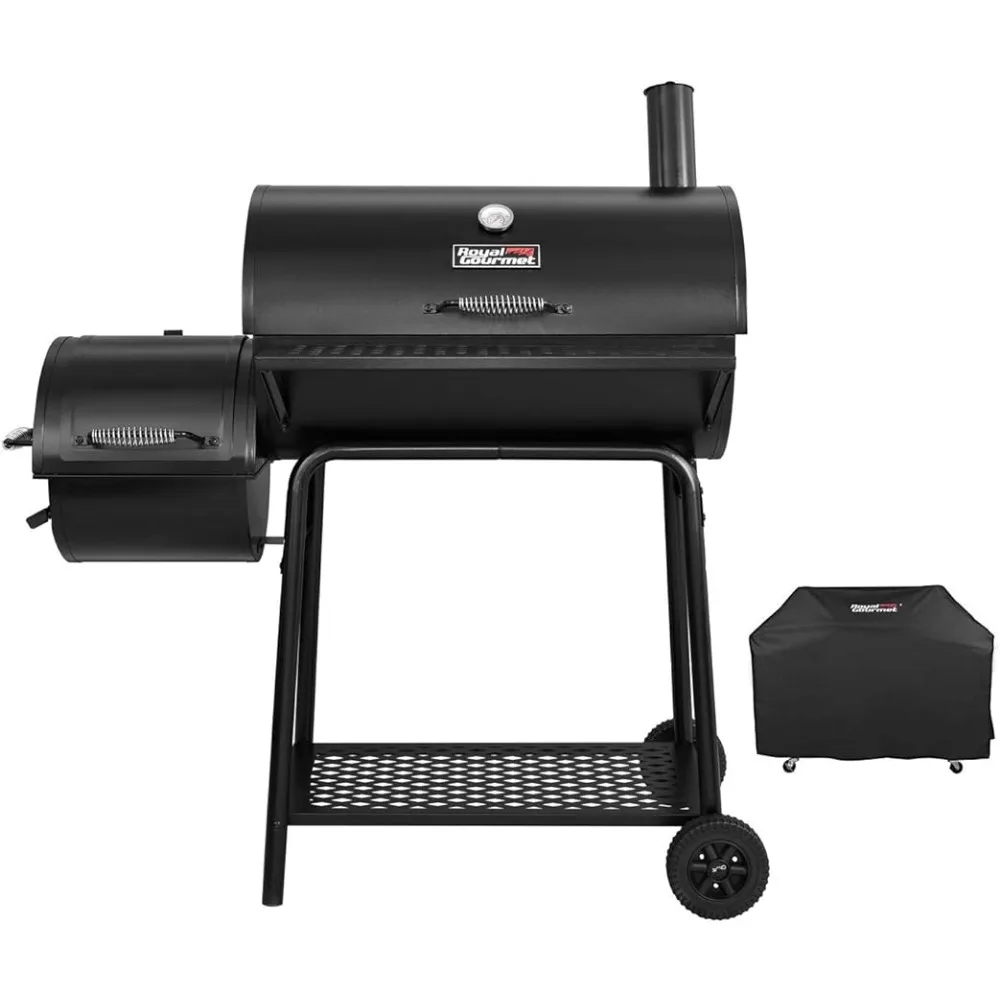 

CC1830FC Charcoal Grill Offset Smoker (Grill + Cover) Black Cookware Bbq Stand Barbecue Large Outdoors Outdoor Extra Kitchen Bar