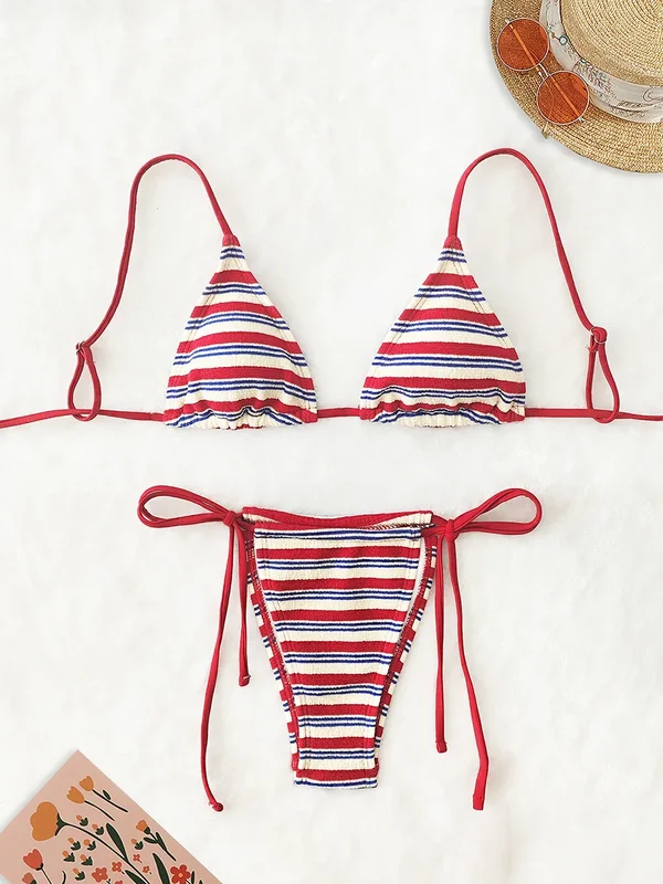 Women's Sexy Push-Up Two-Piece Swimsuit 2026 Bathing Suit Micro Beachwear Stripe Bikini Set Swimwear Trendy Mciro
