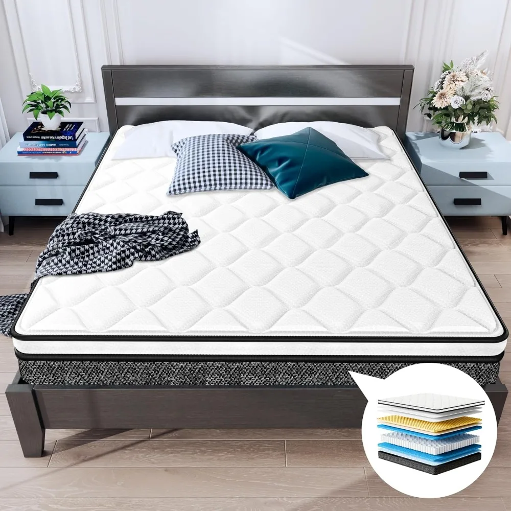 

EvaStar Full Size Mattress 10 Inch - Hybrid Full Mattress with Memory Foam, Breathable Medium Firm Support, Pocket Springs