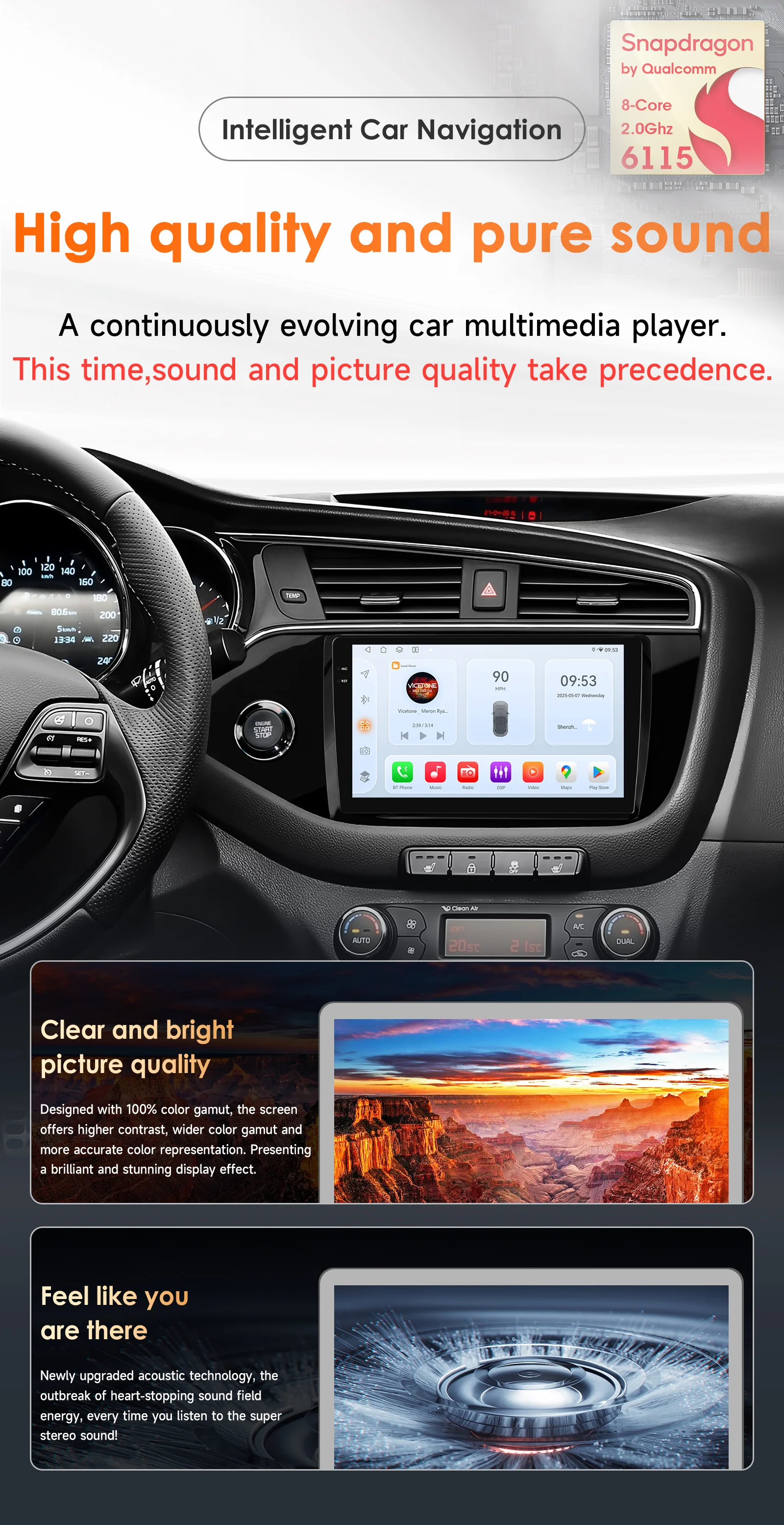 Hizpo 8+128G 2 Din Android Auto Radio für KIA CEED JD Cee'd 2012-2016 Carplay Auto-Multimedia GPS-Navigation 2din Autoradio Wifi – Detail 4