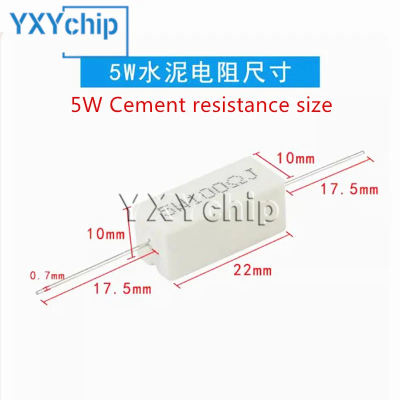 5W 5% Cement Resistor Power Resistance 0.2R 1.8R 2.4R 12R 18R 12K 0.2 1.8 2.4 12 18 Ohm 0R2 1R8 2R4 10pcs