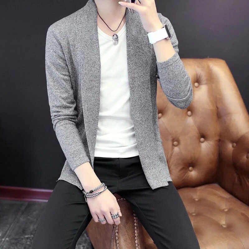 Autumn Winter Casual Fashion Cardigan Sweater Homme Solid Color Knitting Coat Hombre Top Male All-match Outwear Men's Clothing