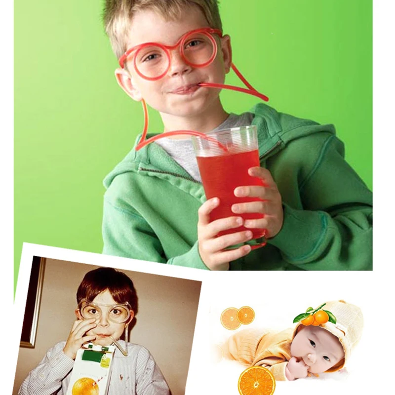 Soft Novelty Juice Kids Straw Glasses Long Tube Fun Drinking Straw For Children