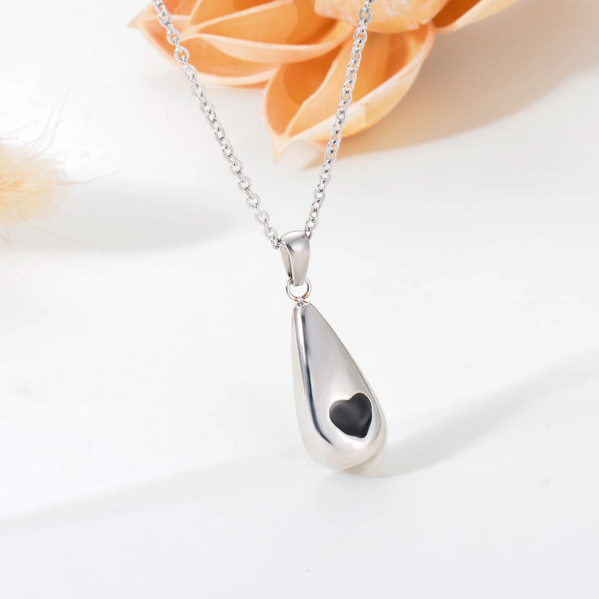 1pc Tear Drop Keepsake Ashes Urn Pendant Memorial Heart Necklace with Screw Open and Close Cremation Jewelry 4