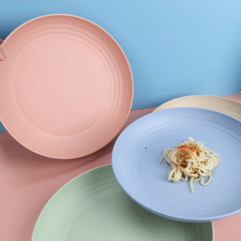 Wheat straw vegetable plate, large capacity, multi-purpose, household gathering, picnic, portable dining plate