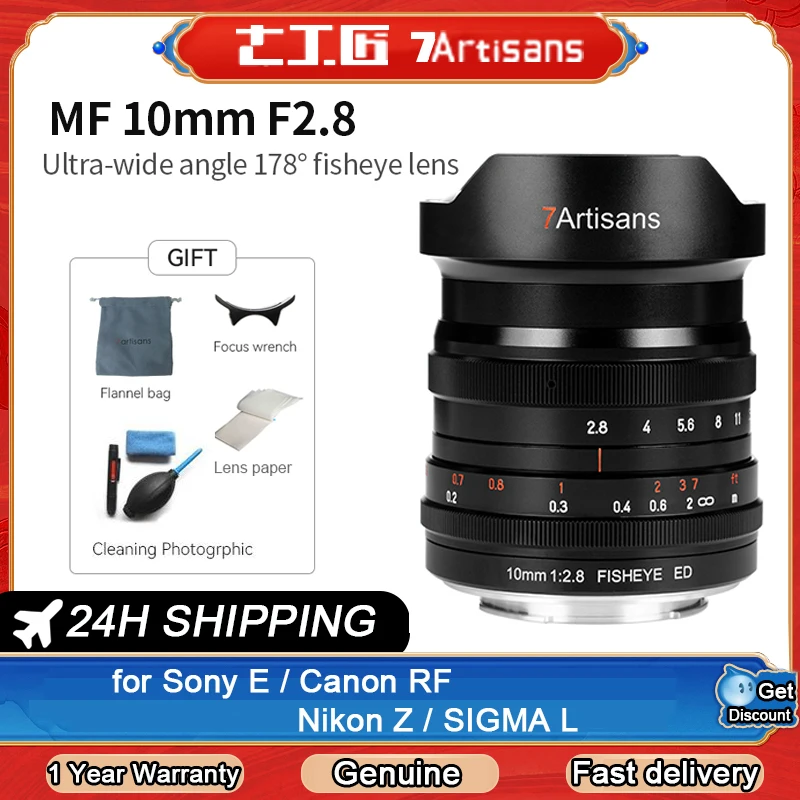 7Artisans 10Mm F2.8 Fisheye Obiettivo A Fuoco Fisso Con Messa A Fuoco Manuale Ultra Grandangolare Per Sony E Nikon Z Canon Eos R Leica L M43 Mount