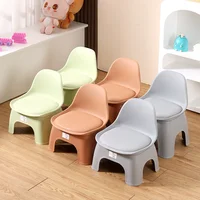 Backrest Small Chair, Silent Children's Stool, Circular Folding Stool, Thick, Portable, Compact, Durable with Backrest 6