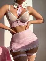 Ensemble de linge sexy, sous-vêtements érotiques, robe et lingerie, chemise de nuit sexy, string, accessoires érotiques, sous-vêtements babydoll transparents et courbés 5
