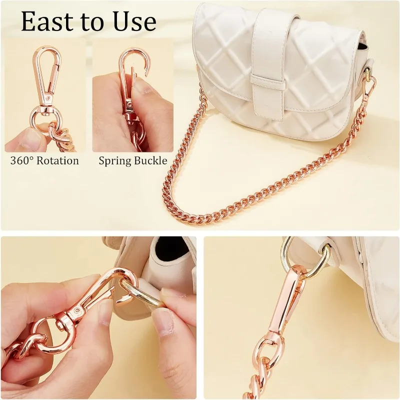 23.8&rdquo; Flat Chain Strap Rose Gold Shoulder Bag Chain Strap Aluminum Purse Replacement Chunky Metal