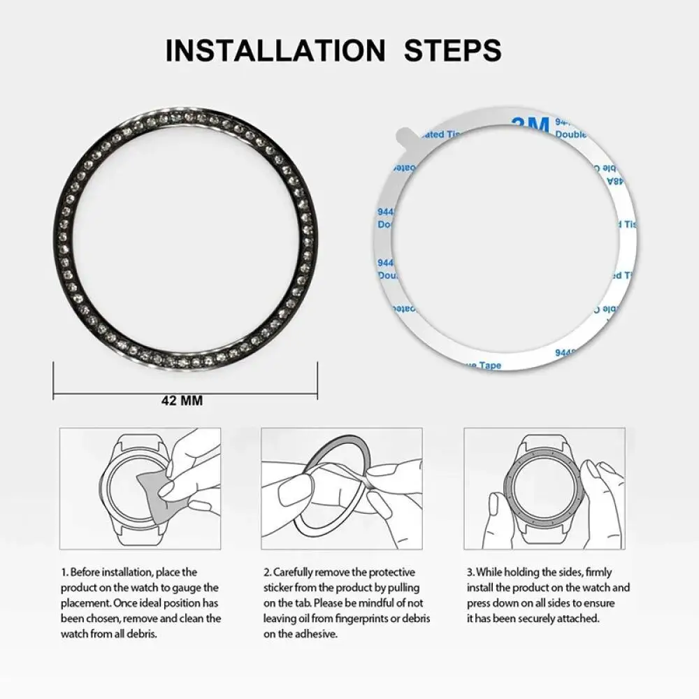 Custodia smartwatch Samsung Galaxy Watch 42mm R810/Galaxy Watch 46mm R800/R850/Gear S3 lunetta in metallo scala anello in acciaio decorazione - immagine 6