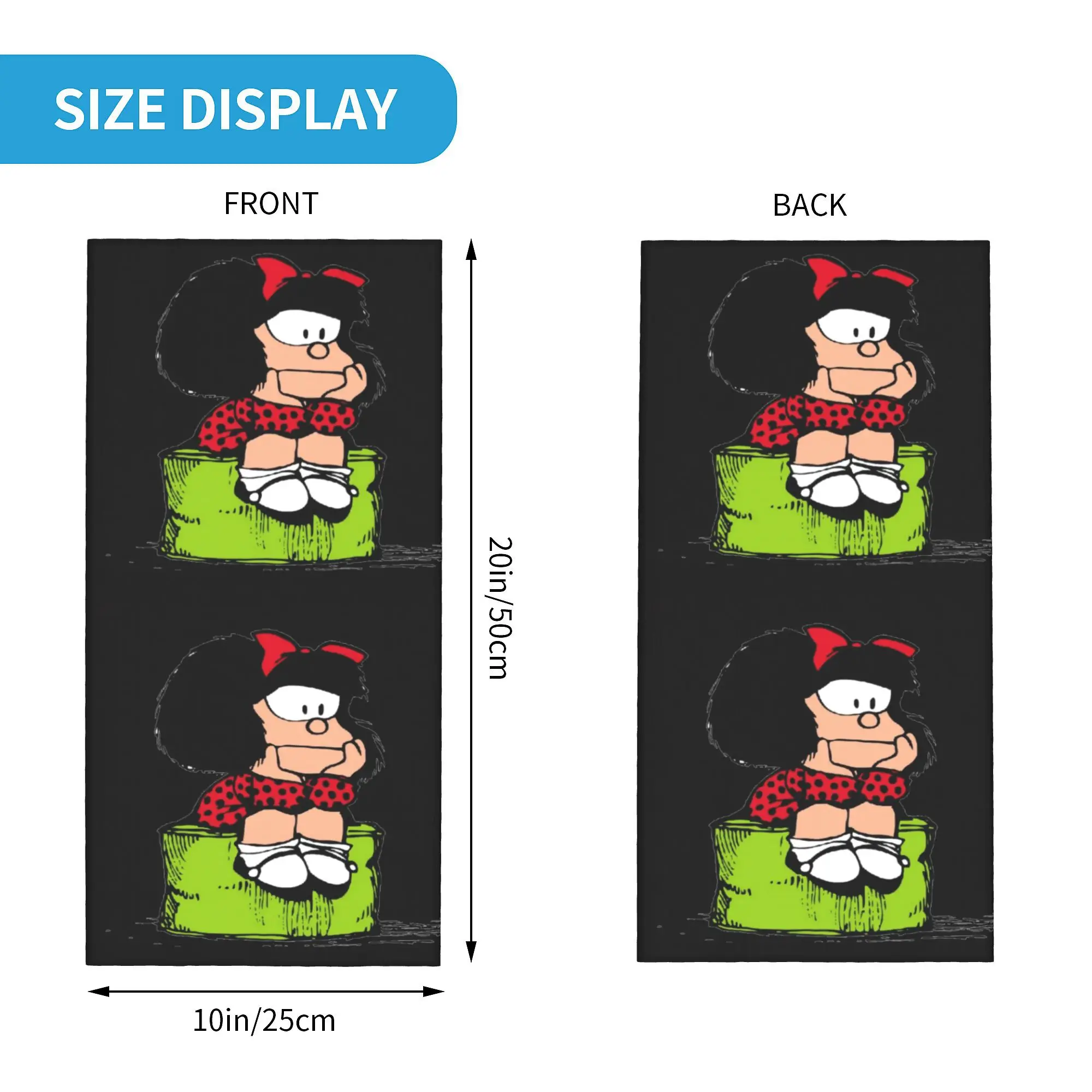 Mafalda Thinking Neck Gaiter Women Men UV Face Shield Winter Quino Comic Cartoon Bandana Scarf for Cycling