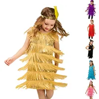 Robe à clapet pour filles, danse latine, franges à paillettes, Costume à clapet pour enfants des années 1920, tenue à franges de Jazz pour fête, robe de spectacle en salle de bal 1
