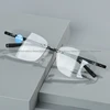 Unisex Square Progressive Multifocal Glasses Men Women Trendy Rimless Reading Glasses Vintage Blue Light Blcoking Eyeglasses 1
