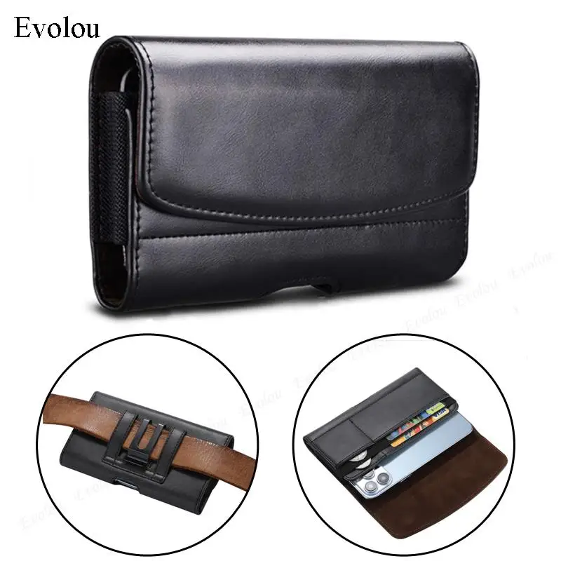Leather Magnetic Wallet Pouch with Belt Clip Holster
