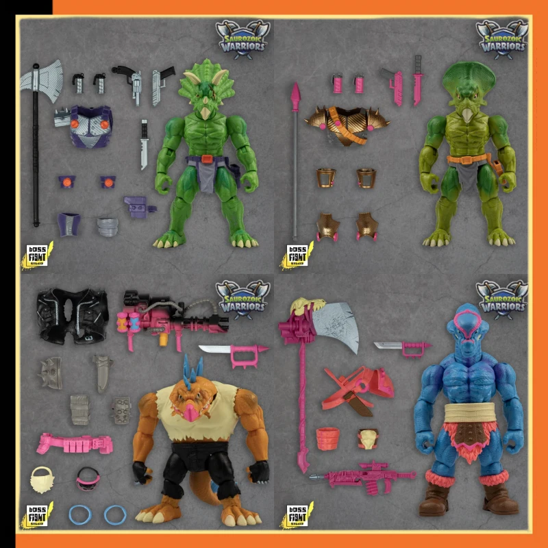 In Magazzino 1/12 Boss Fight Studio Action Figure Saurrozoic Warriors Ceratopsian Guard Triax Skiver Range Brakhion Anime Toy