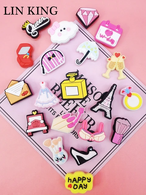 Kawaii Food Fries PVC Pins Croc Charms Designer Clog Shoe Accessories  Original Buckle Decorations Fit Wristbands Kids Party Gift