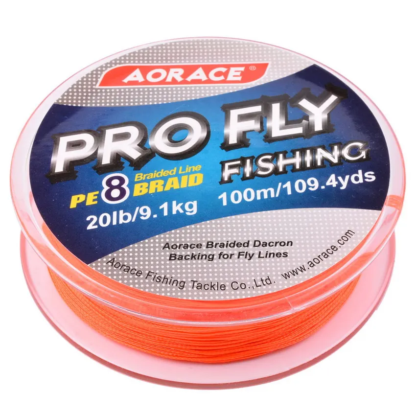 AOrace Brand 100M 8 Strands Braided Fishing Lines White/Yellow/Orange Braid  Multifilament PE Fly Fishing Line Carp Fishing Wire