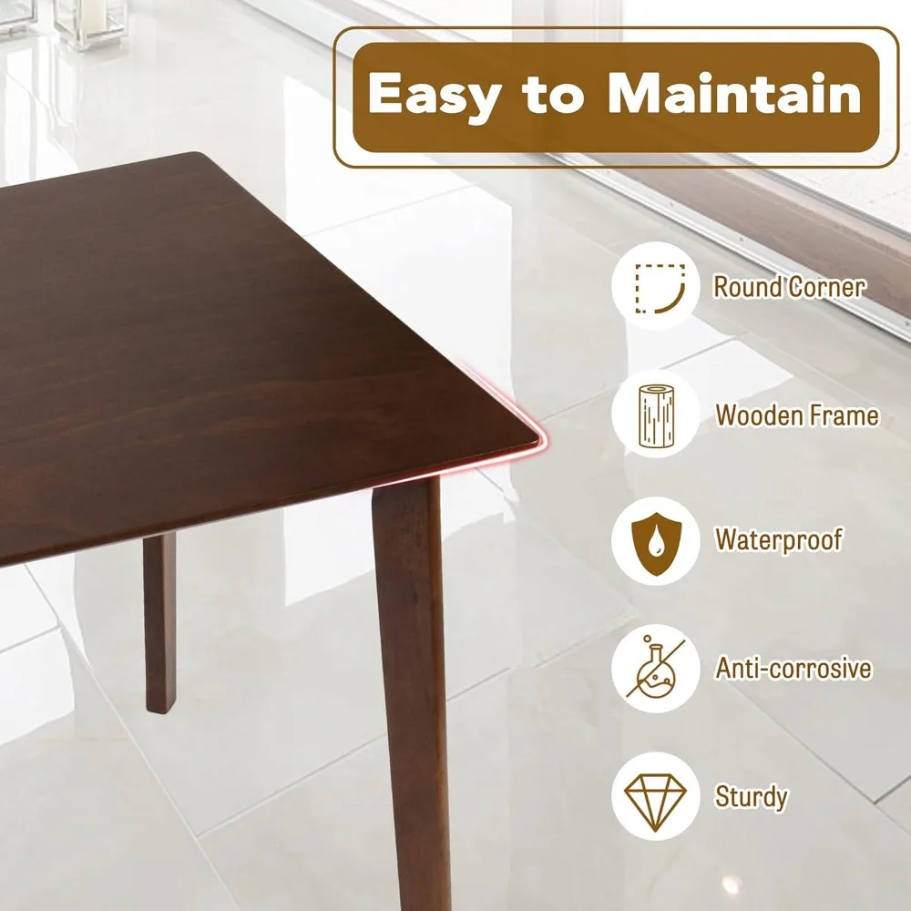 Dining Table Set for 4, Mid Century Dining Set, Kitchen Table and Chairs for Breakfast Nook and Small Space, Dinner Table 5