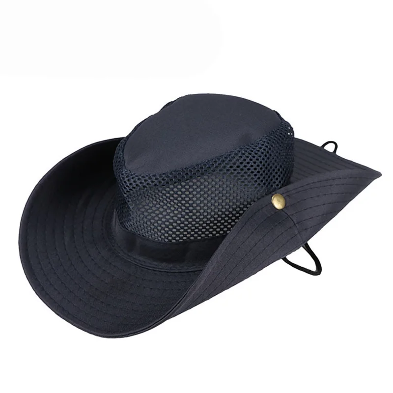 Men Women Summer Foldable Flanging Sun Fisherman Breathable Mesh Outdoor Sport Fishing Sun Hat Wide Beach UV Sunscreen Cap W57