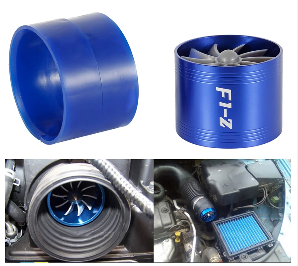 Car Turbine Supercharger turbocharger parts car supercharger F1-Z Turbo Charger Single Double Air Filter Intake Fan Fuel Gas Saver Kit Auto Replacement Part