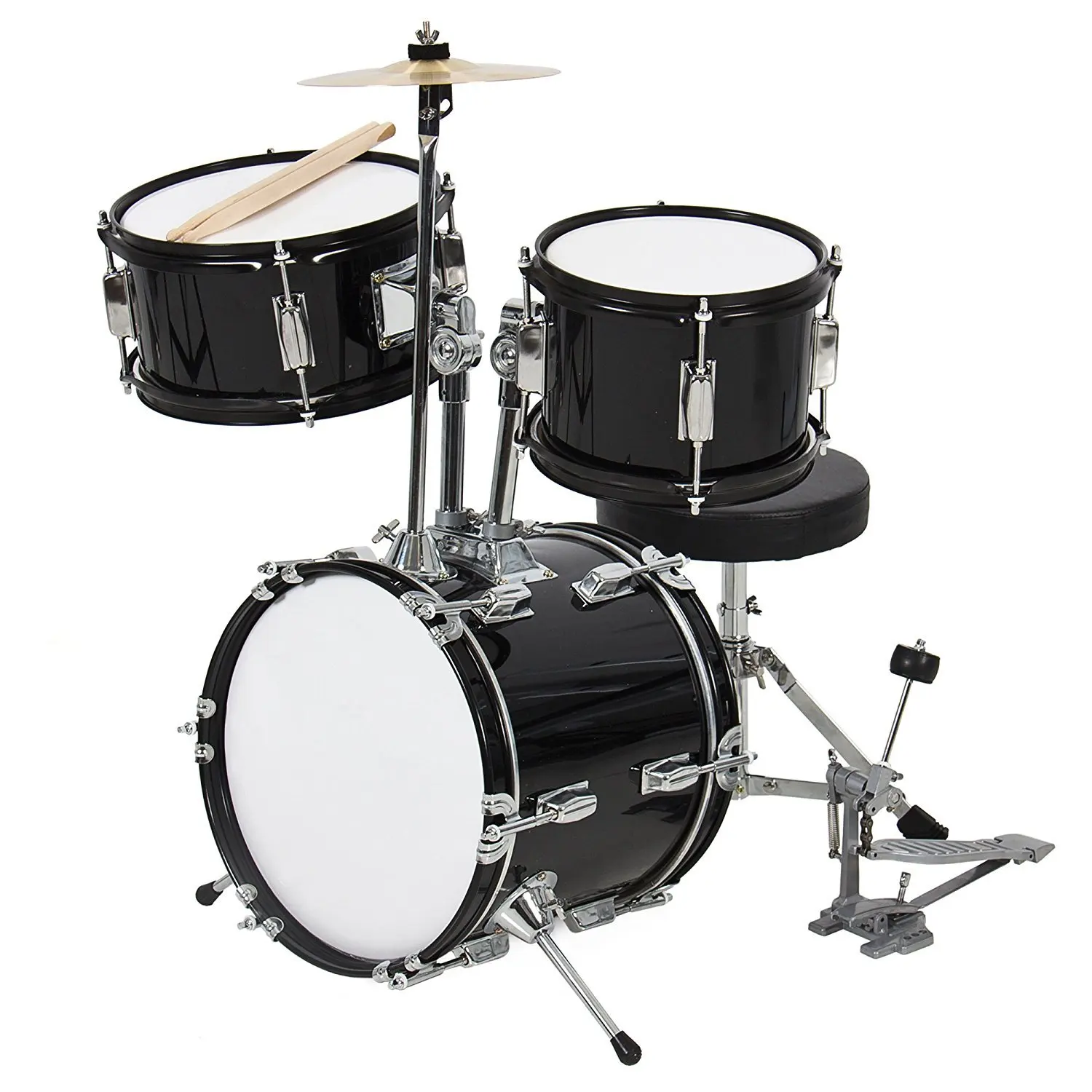 

HUASHENG EN-71 CE UKCA Beginner Playing Children Drum Set 3-PCS Kids Acoustic Wooden Drum Set With Stool