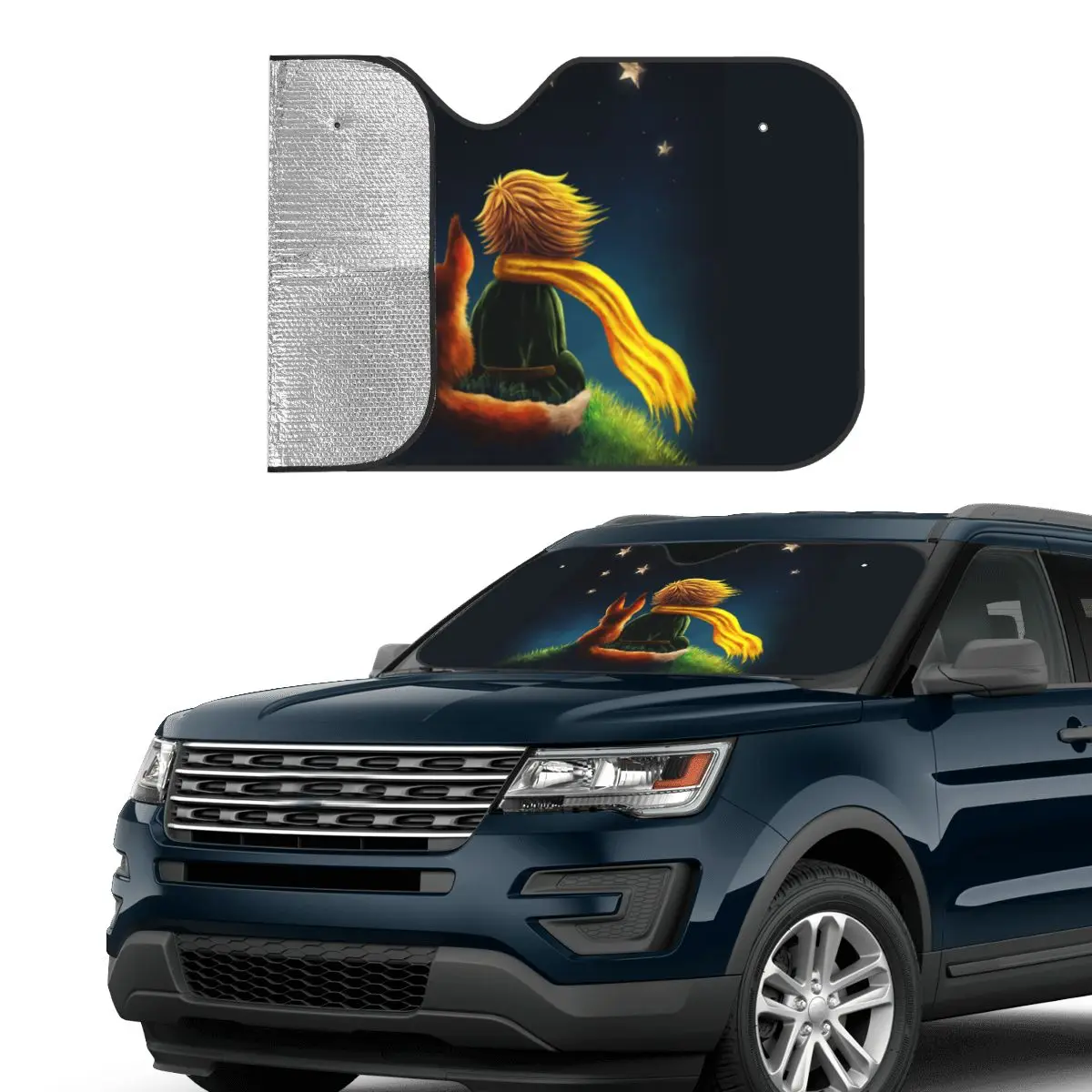 The Little Prince Novelty Sunshade Windscreen 76x140cm Fox Star Classic Fairy Tale Foils Sun Visor Sun Shade Protect