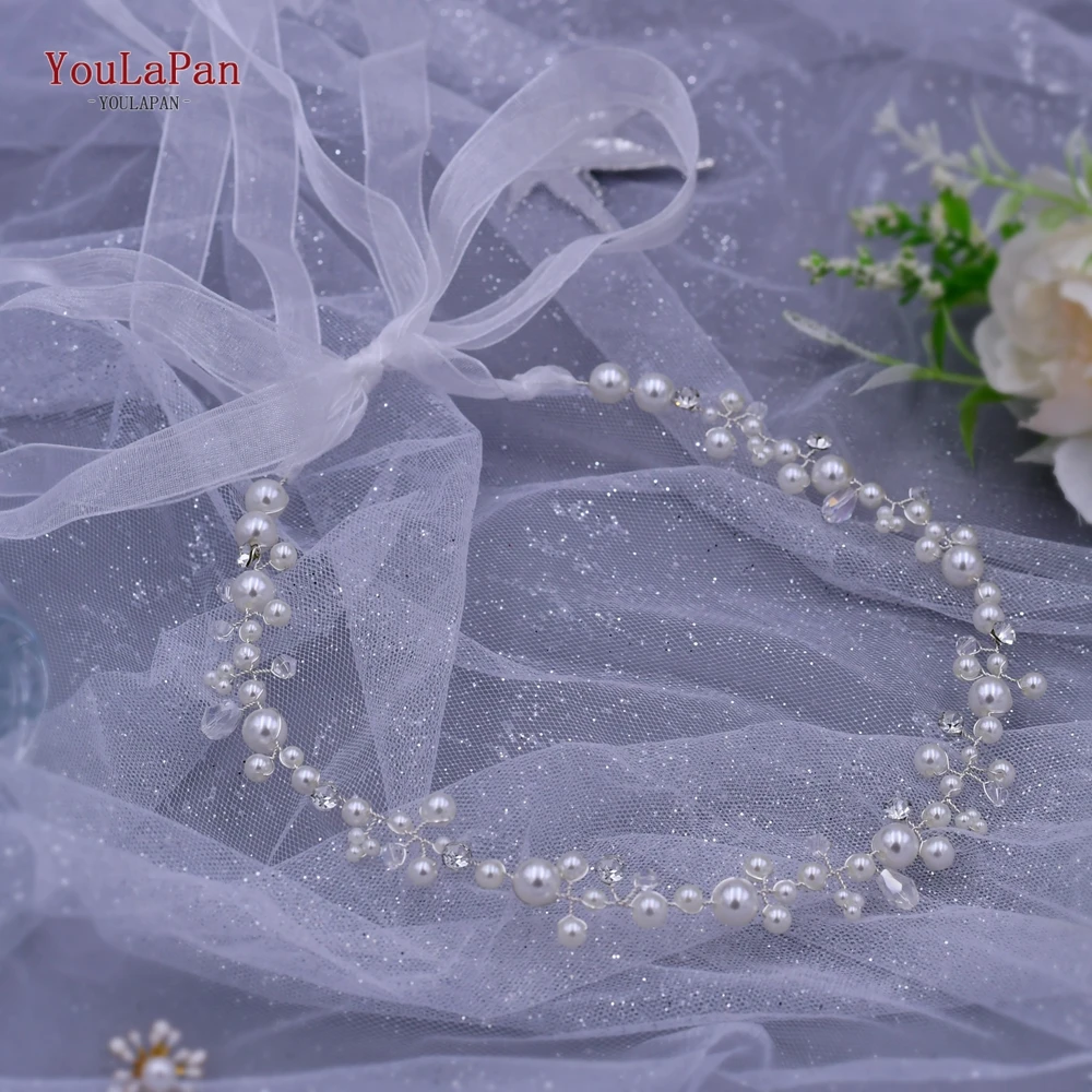YouLaPan Trendy Pearl Trim Belt Crystal Bridal Accessories Handmade Bride Jewelry Wedding Accessories for Women Dress Belt SH03