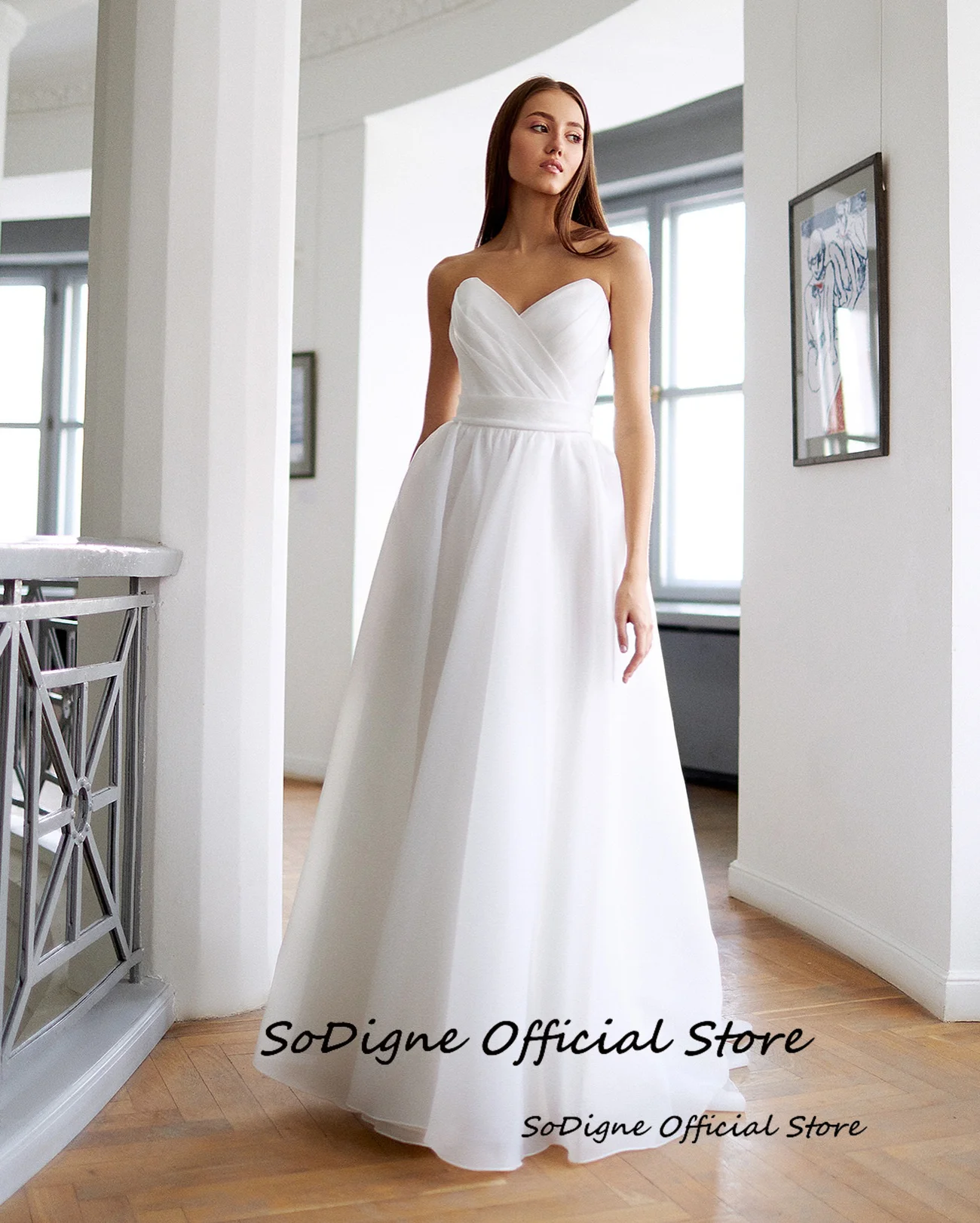 SoDigne A-line Organza Wedding Dresses Sweetheart Short Sleeves Bridal Dress Long Wedding Gown Robe De Mairee Customized 13 Se79f2a1a8f694e409d096755fcc7c5e3L