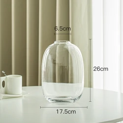Elegant Nordic Oval Glass Vase for Fresh Flower Arrangements - Stylish Home Decor Piece (Clear)