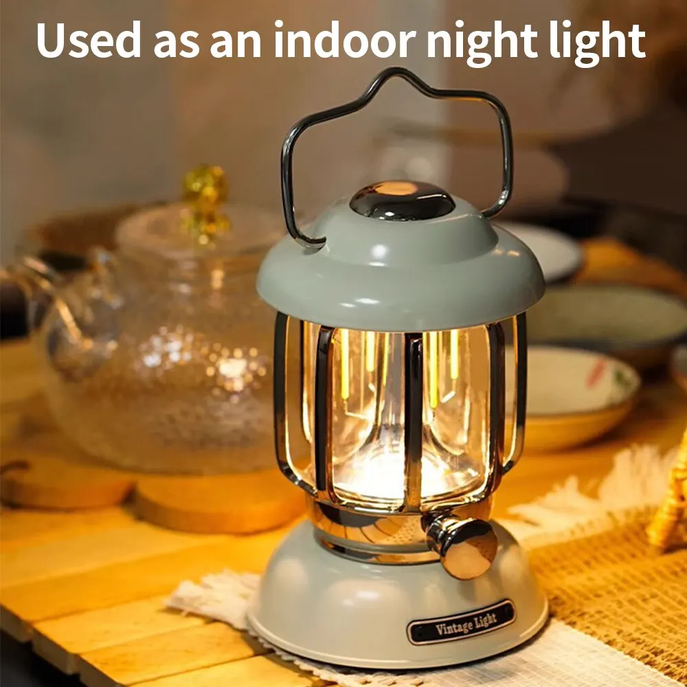 1pc Vintage Style Night Light, USB Rechargeable Portable Camping