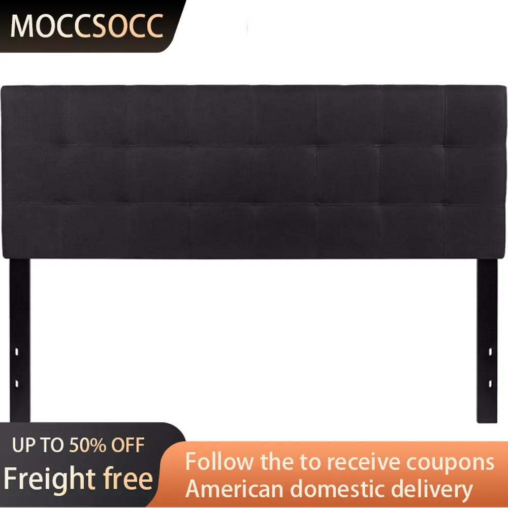 Tufted Upholstered Queen Size Headboard in Black Fabric Freight Free Double Bed Headboard Panel Modern Original Bed Headboards
