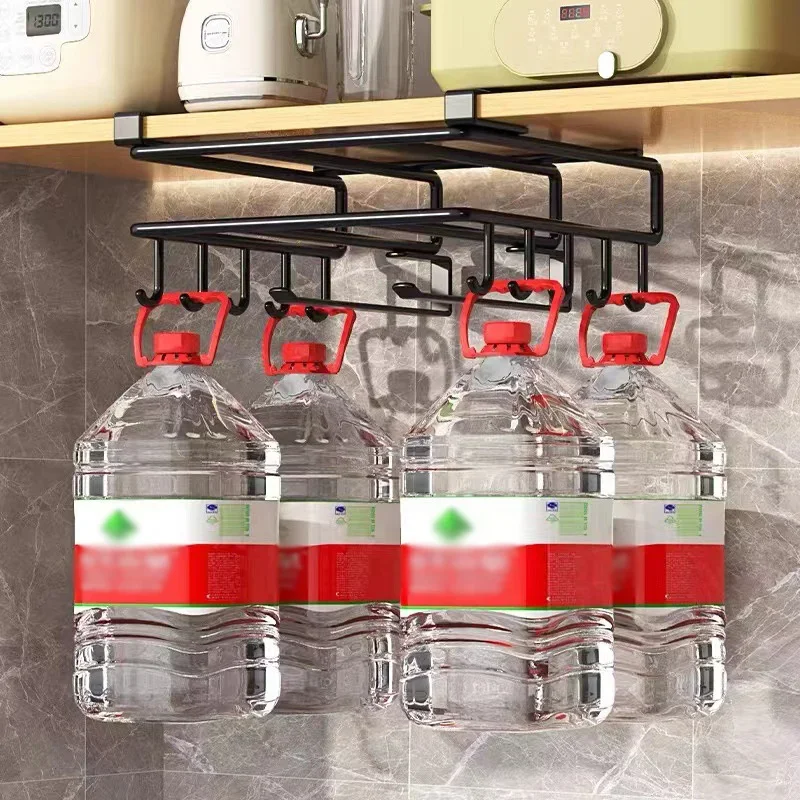 Stainless steel Kitchen Hanging Organizer Rack Hooks Paper Towel Rag Cutting Board Pot Cover Storage Shelf