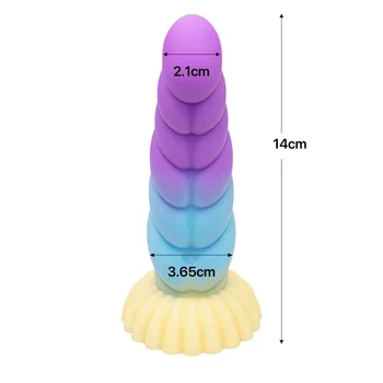 Rainbow Colors soft Braids Shape Anal Plug Liquid Silicone Big Sucker Dildo Sex Toys For Women Men Gay Vagina anal Masturbation 4